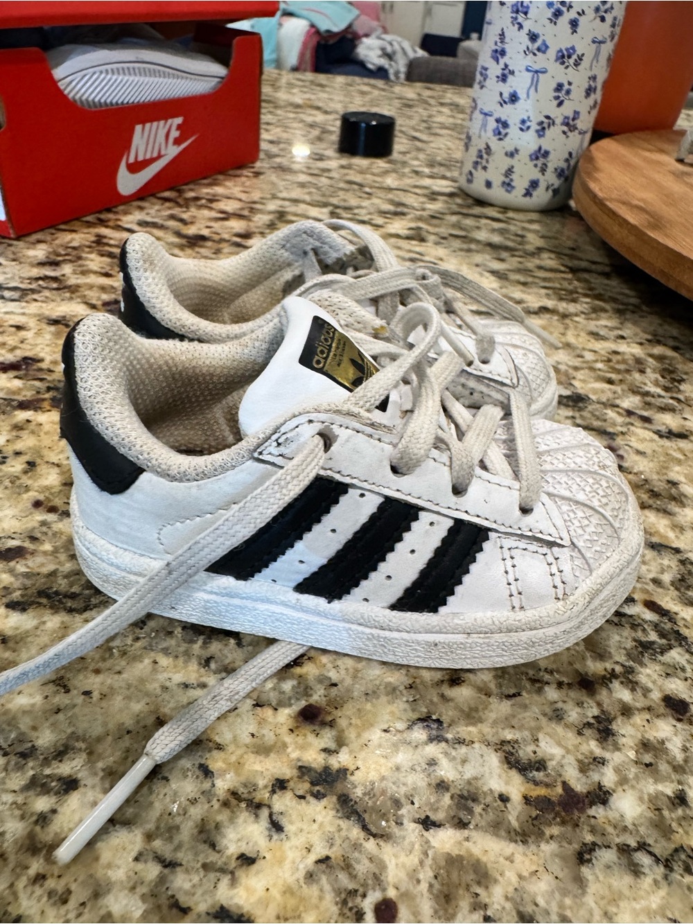 adidas Kids White and Black Classic Superstar Sneakers